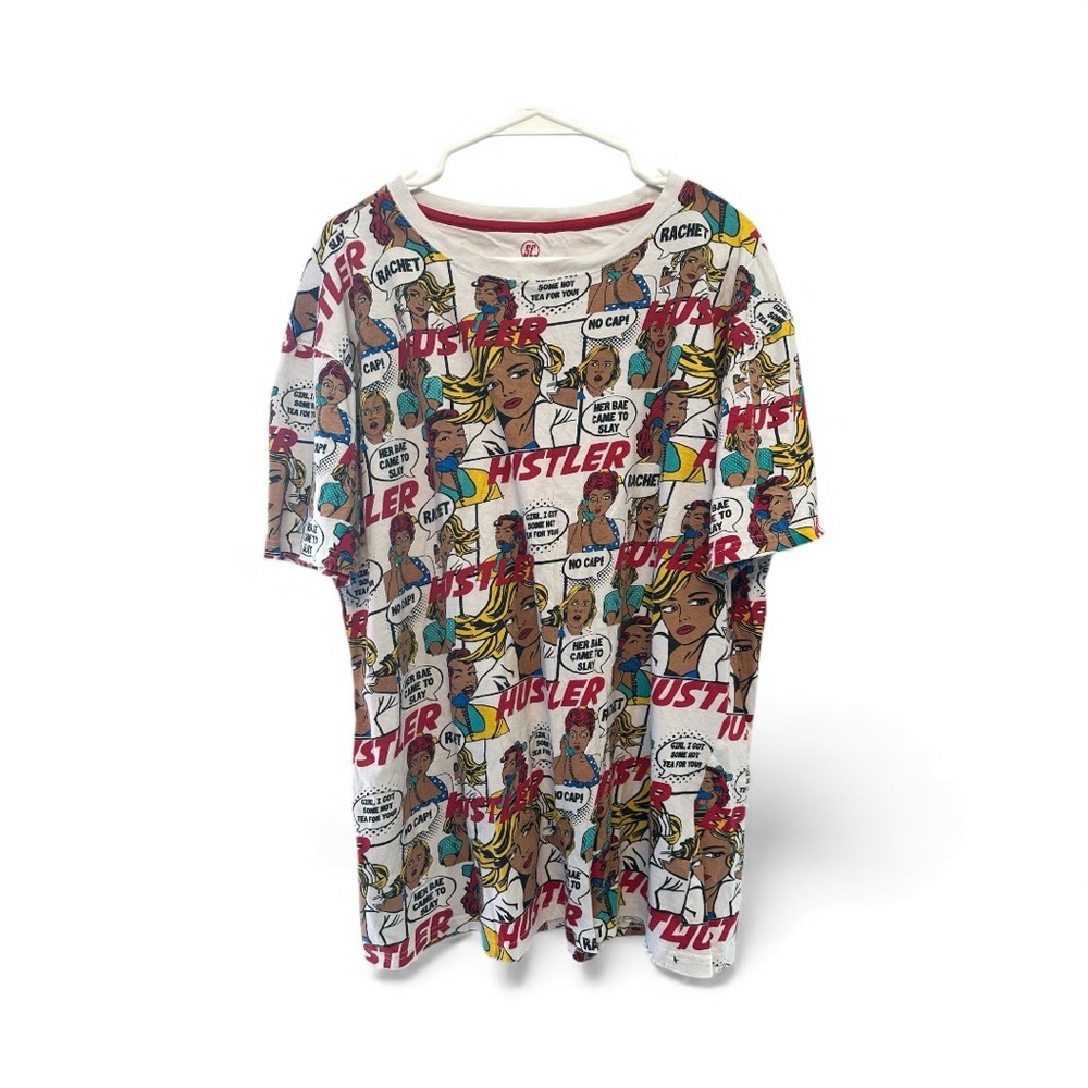 Sacred Crown Graphic Pop Art Comic Print Short Sleeve Tee Size 3X